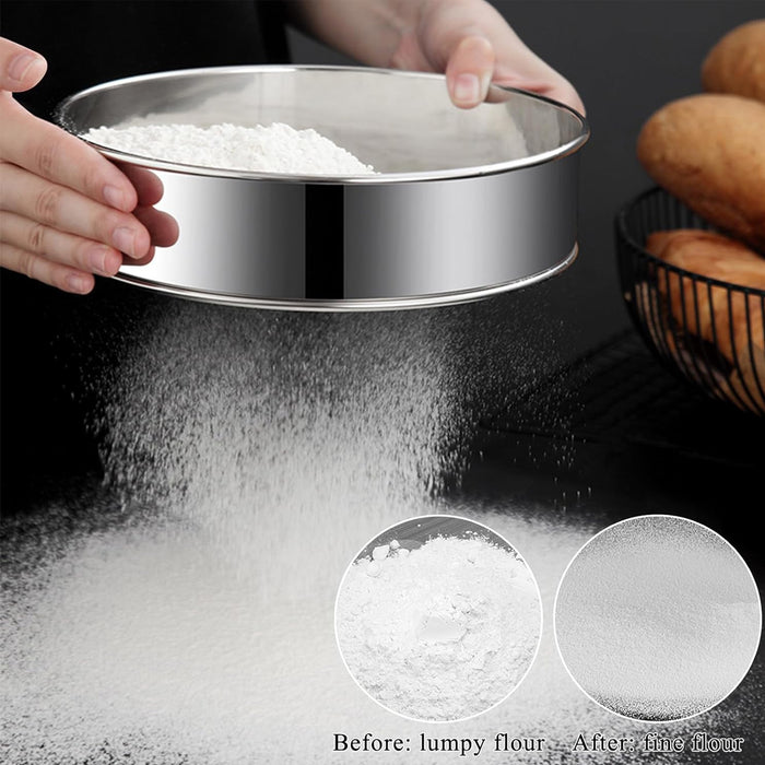304 Stainless Steel Flour Sieve 15cm Fine 60-Mesh for Baking and Straining