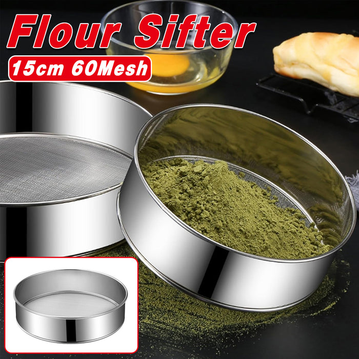 304 Stainless Steel Flour Sieve 15cm Fine 60-Mesh for Baking and Straining