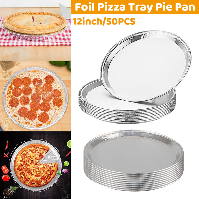 50 Pcs Disposable Aluminium Foil Pizza Tray Round 31 cm 940 ml Capacity