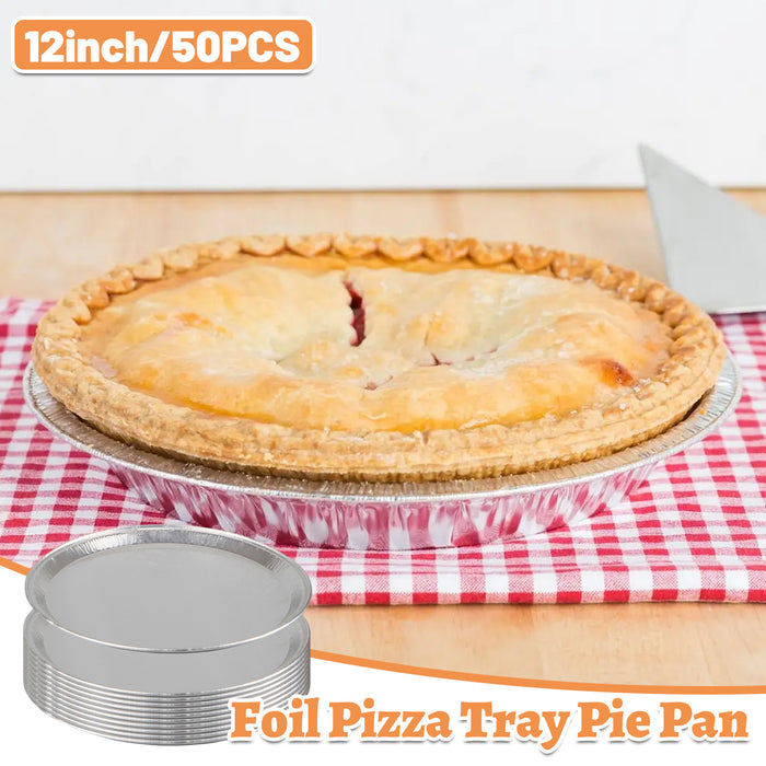 50 Pcs Disposable Aluminium Foil Pizza Tray Round 31 cm 940 ml Capacity