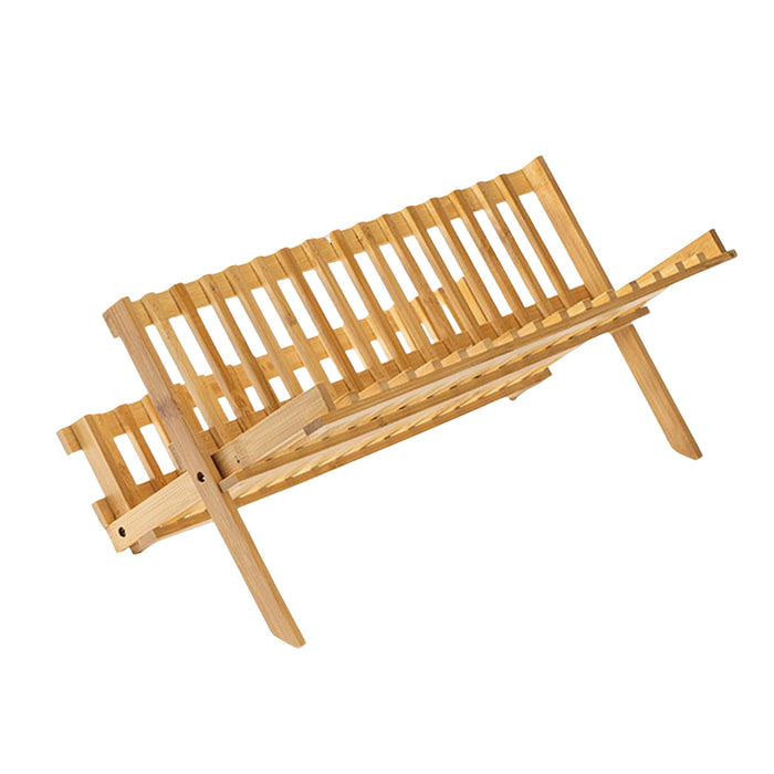 Bamboo 2-Tier Dish Drying Rack Foldable Ventilated Design