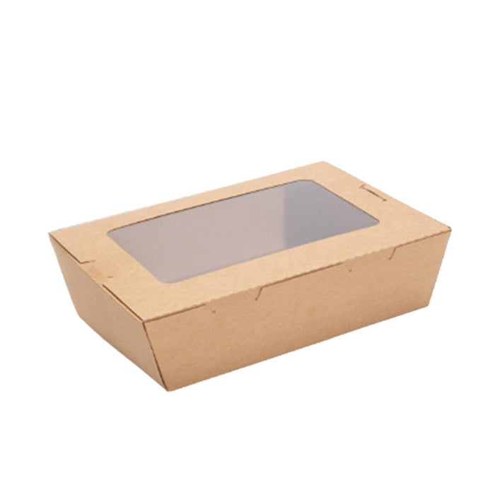 50 Pcs Kraft Paper Lunch Takeaway Boxes with Single Window 700ml or 900ml