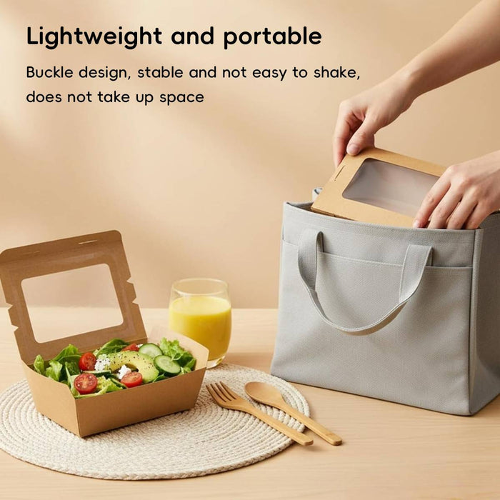 50 Pcs Kraft Paper Lunch Takeaway Boxes with Single Window 700ml or 900ml