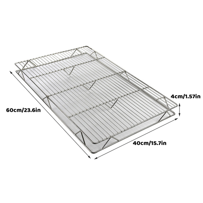 2 Pcs Stainless Steel Cooling Rack 60×40cm Mesh