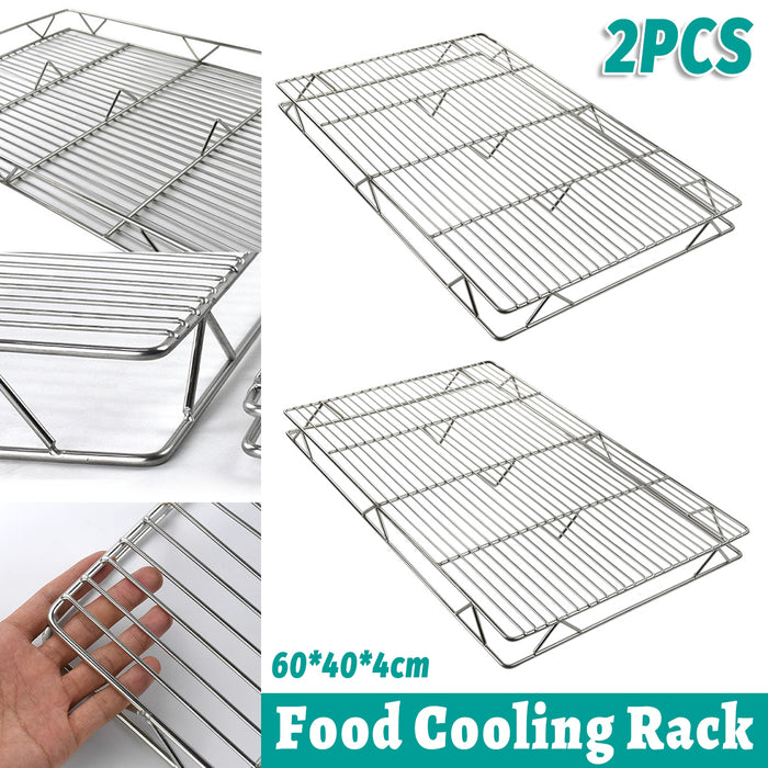 2 Pcs Stainless Steel Cooling Rack 60×40cm Mesh