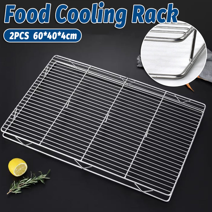 2 Pcs Stainless Steel Cooling Rack 60×40cm Mesh