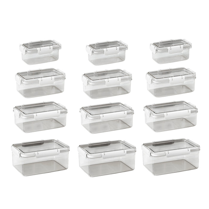 12 Pcs Airtight Food Storage Containers with Snap Lock Lids in 4 Sizes