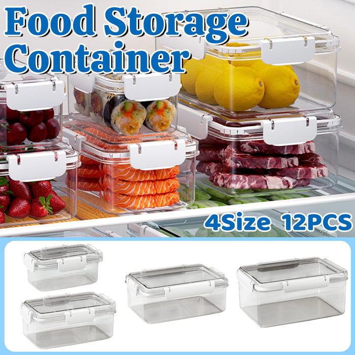 12 Pcs Airtight Food Storage Containers with Snap Lock Lids in 4 Sizes