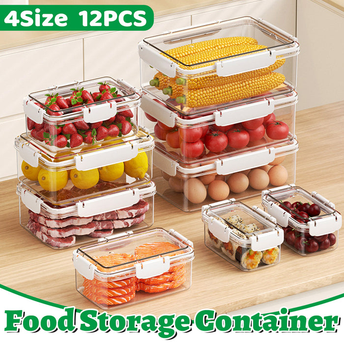 12 Pcs Airtight Food Storage Containers with Snap Lock Lids in 4 Sizes