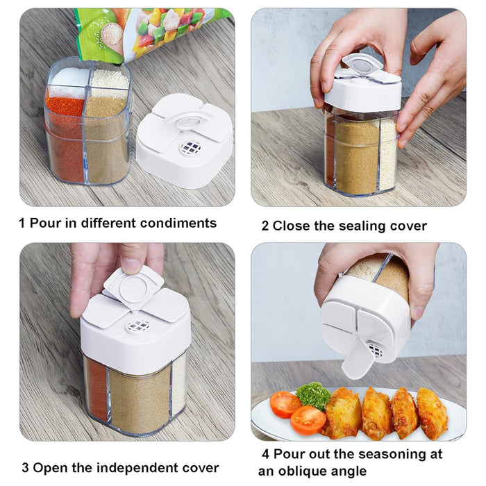 4 Pcs 4-in-1 Seasoning Jar Set Airtight Plastic Kitchen