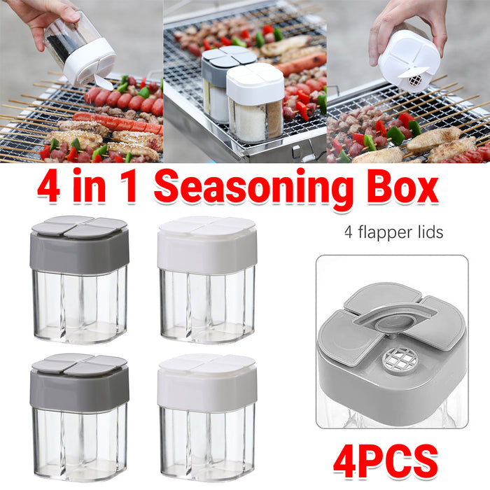 4 Pcs 4-in-1 Seasoning Jar Set Airtight Plastic Kitchen