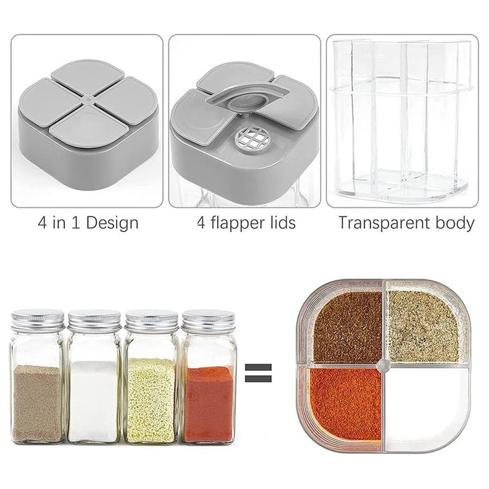 4 Pcs 4-in-1 Seasoning Jar Set Airtight Plastic Kitchen