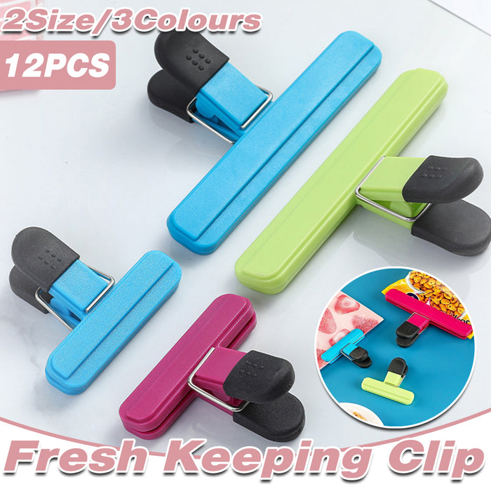 12 Pcs Plastic Bag Clips ABS with Metal Springs 2 Sizes