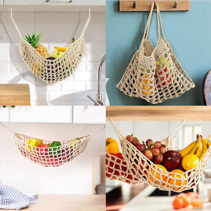 Under Desk Hanging Fruit Basket Cotton Net 68 cm Kitchen Storage Organizer