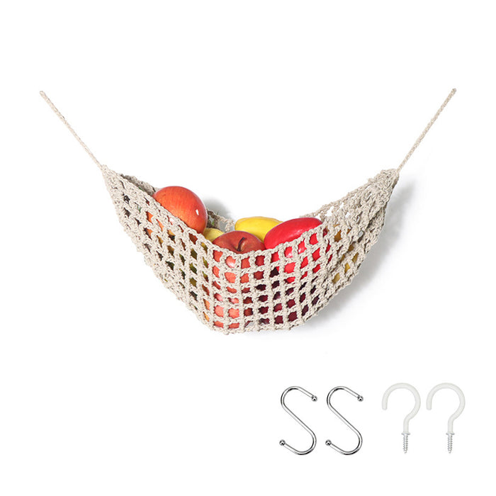 Under Desk Hanging Fruit Basket Cotton Net 68 cm Kitchen Storage Organizer