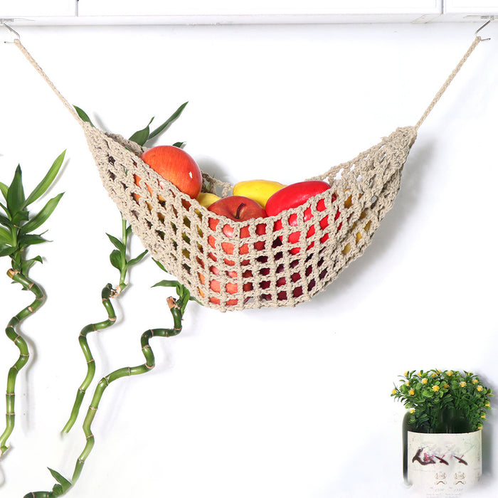 Under Desk Hanging Fruit Basket Cotton Net 68 cm Kitchen Storage Organizer