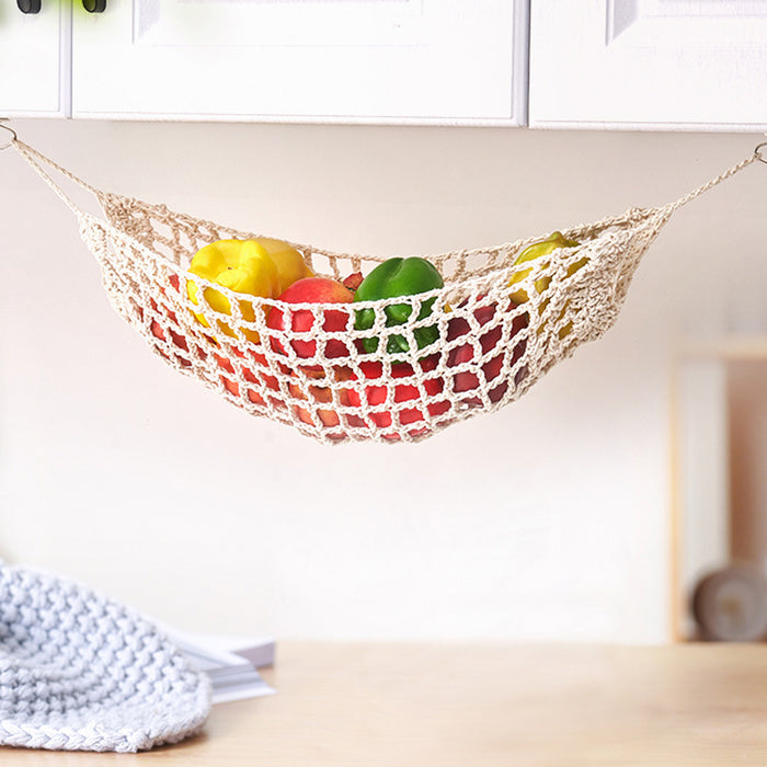 Under Desk Hanging Fruit Basket Cotton Net 68 cm Kitchen Storage Organizer
