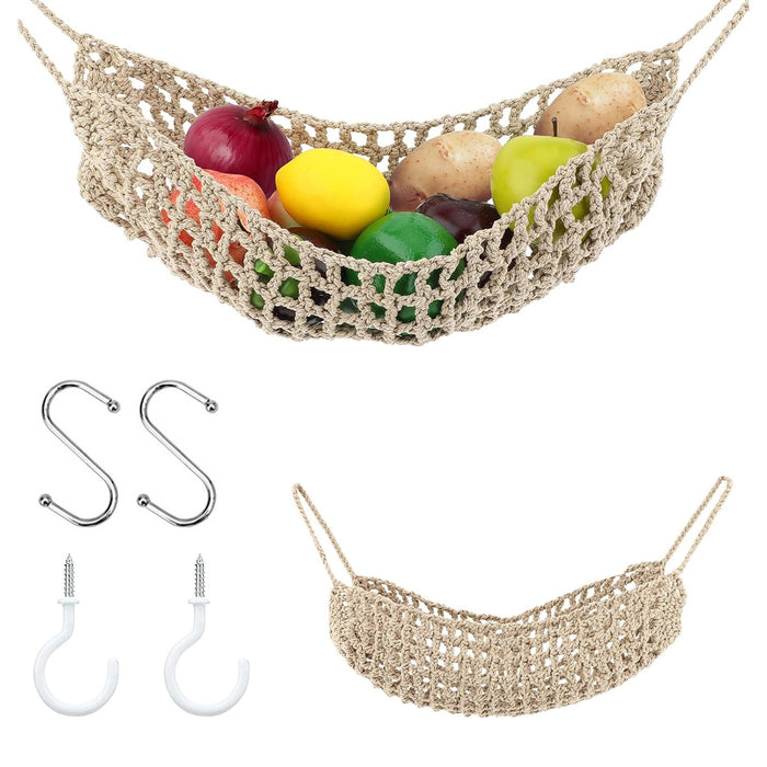 Under Desk Hanging Fruit Basket Cotton Net 68 cm Kitchen Storage Organizer