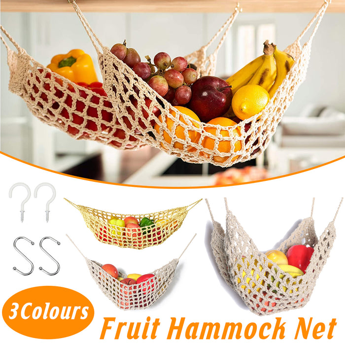 Under Desk Hanging Fruit Basket Cotton Net 68 cm Kitchen Storage Organizer