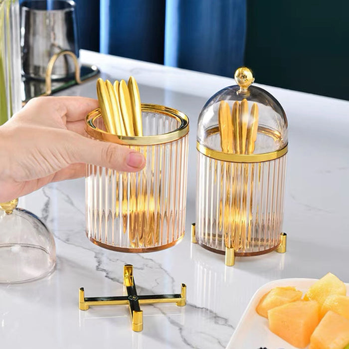 10 Pcs Stainless Steel Fruit Forks with Storage Bucket Fork 12.5 cm Bucket 8.2 x 16 cm