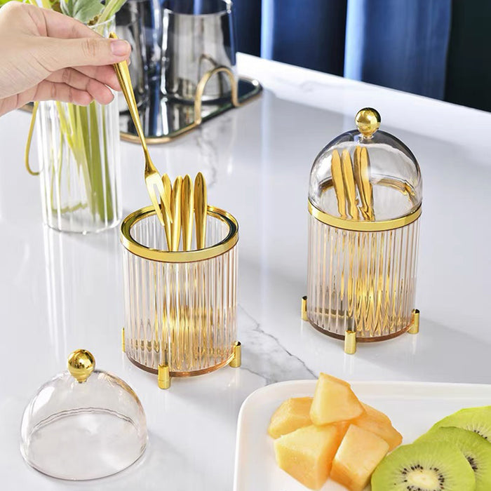 10 Pcs Stainless Steel Fruit Forks with Storage Bucket Fork 12.5 cm Bucket 8.2 x 16 cm