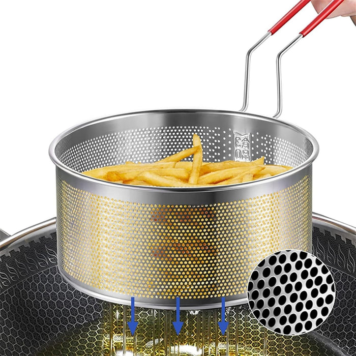 Stainless Steel Frying Basket 18cm With Heat Resistant Handle