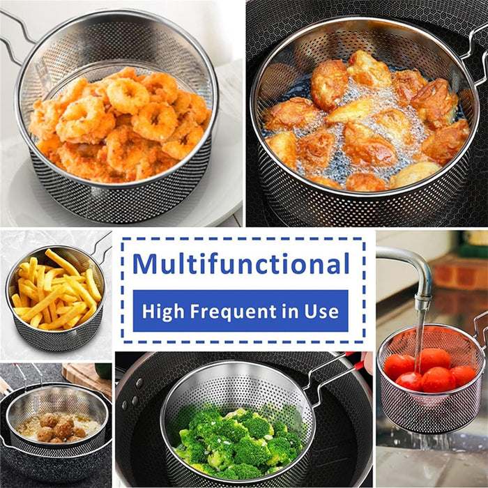 Stainless Steel Frying Basket 18cm With Heat Resistant Handle