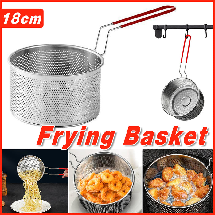 Stainless Steel Frying Basket 18cm With Heat Resistant Handle