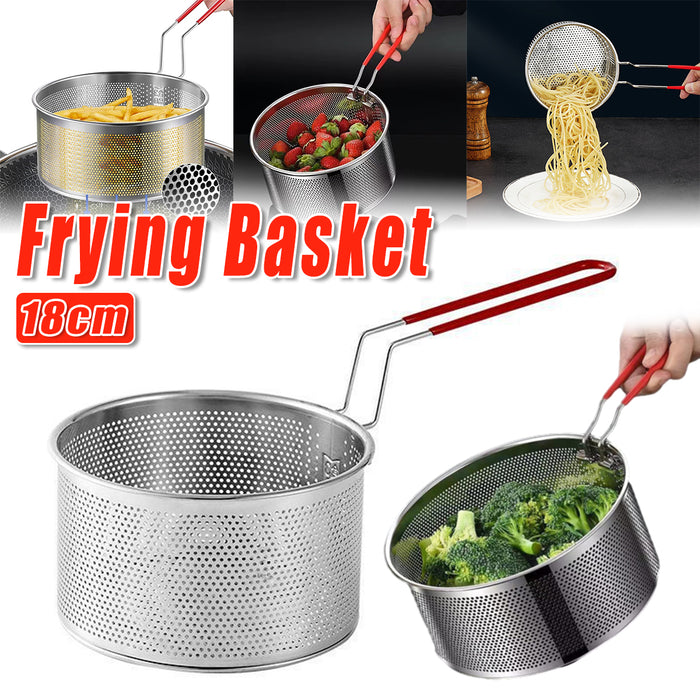 Stainless Steel Frying Basket 18cm With Heat Resistant Handle