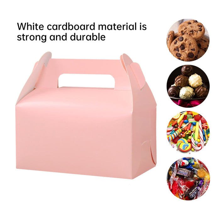 50 Pcs Handheld Pastry Boxes Cardboard Bakery Cake Carry Boxes in Pink or Silver
