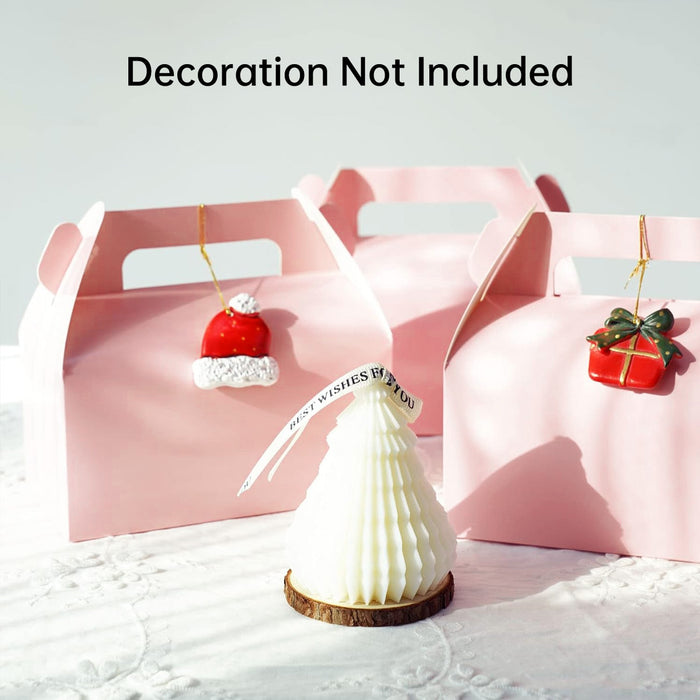 50 Pcs Handheld Pastry Boxes Cardboard Bakery Cake Carry Boxes in Pink or Silver