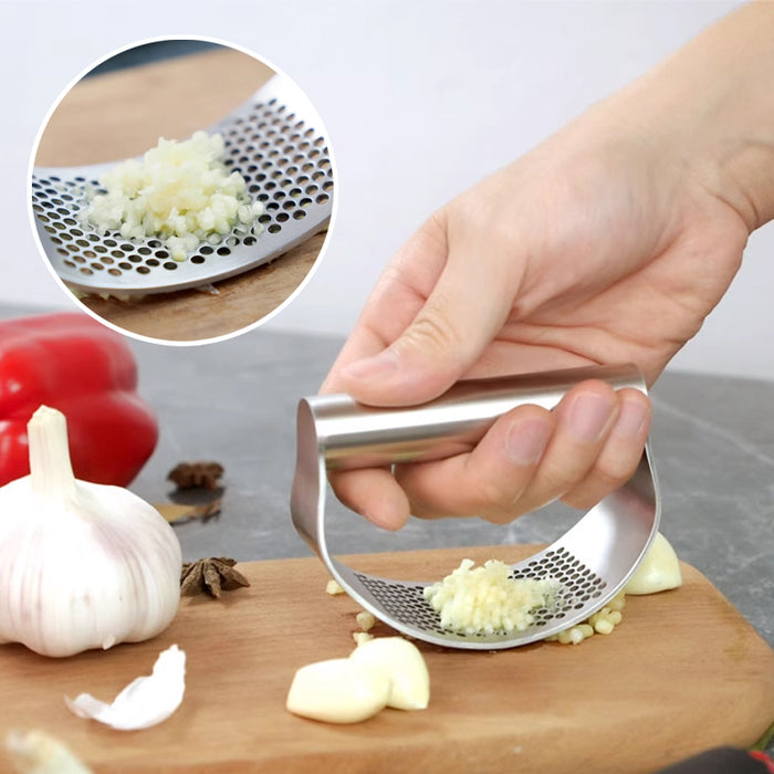 Stainless Steel Garlic Press with Arc Rocking Handle