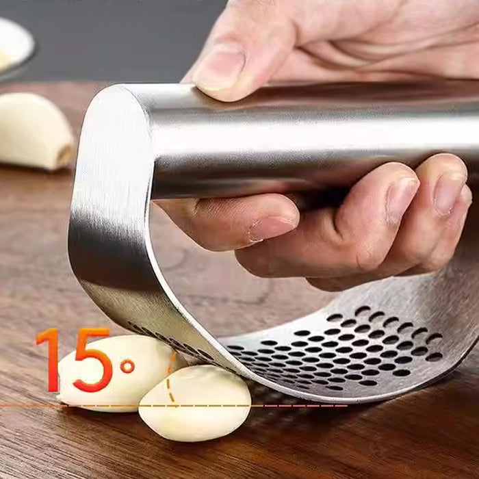 Stainless Steel Garlic Press with Arc Rocking Handle
