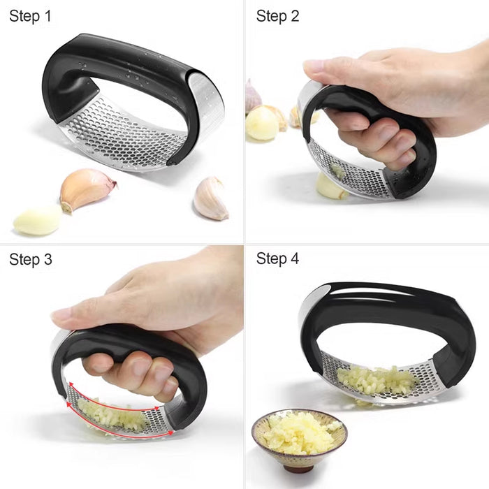 Stainless Steel Garlic Press with Arc Rocking Handle