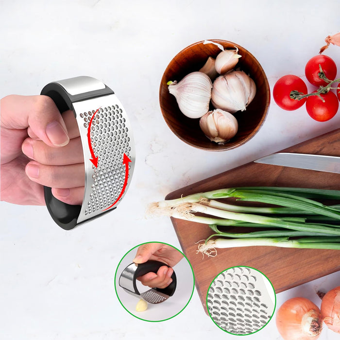Stainless Steel Garlic Press with Arc Rocking Handle