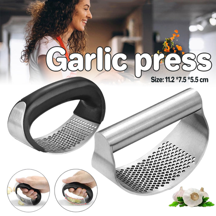 Stainless Steel Garlic Press with Arc Rocking Handle
