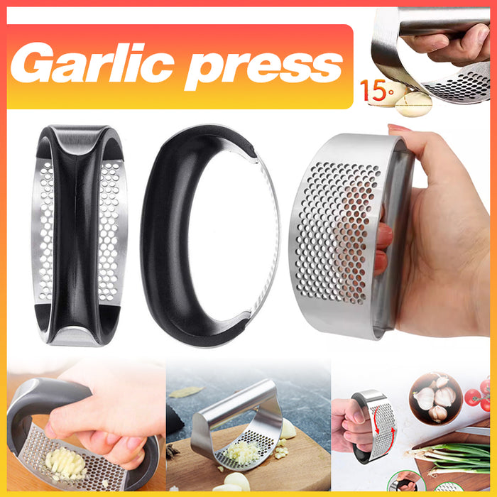 Stainless Steel Garlic Press with Arc Rocking Handle