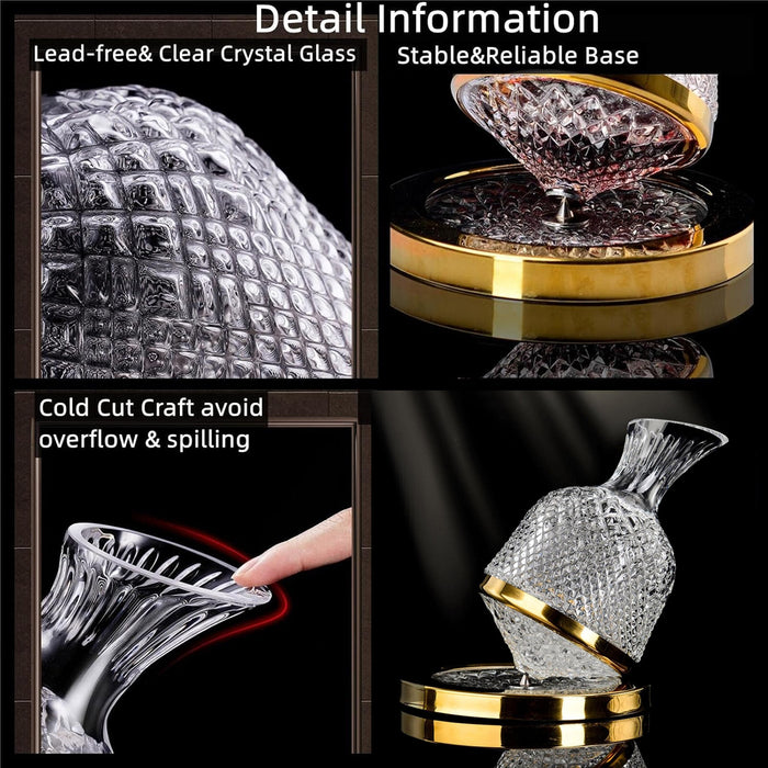 Roly-Poly Rotating Wine Decanter 1.5L Lead-Free Crystal Glass
