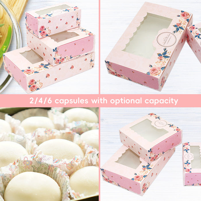 50 Pcs Dessert Gift Boxes with Transparent Window for 2 4 or 6 Pieces