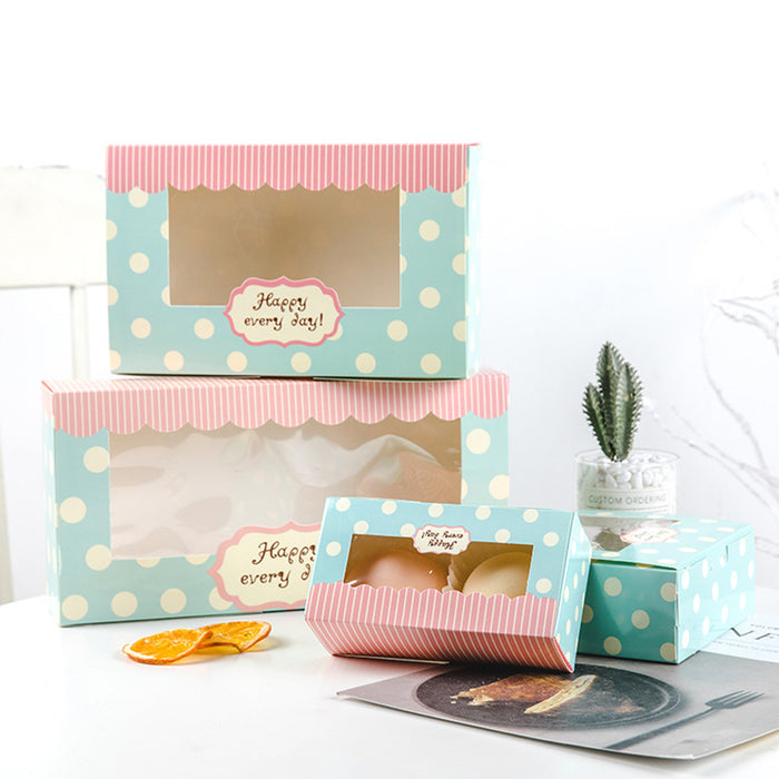 50 Pcs Dessert Gift Boxes with Transparent Window for 2 4 or 6 Pieces