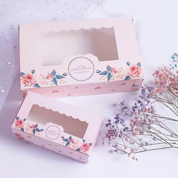 50 Pcs Dessert Gift Boxes with Transparent Window for 2 4 or 6 Pieces