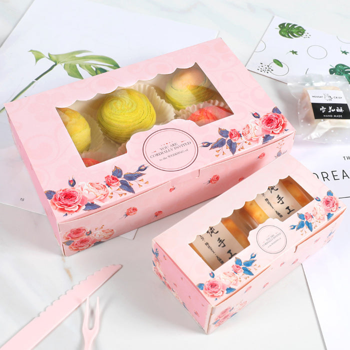 50 Pcs Dessert Gift Boxes with Transparent Window for 2 4 or 6 Pieces