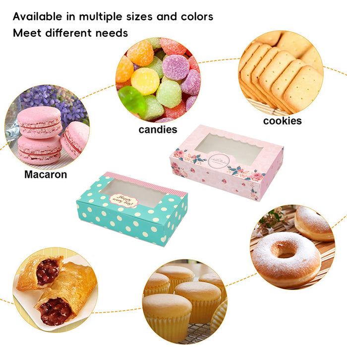 50 Pcs Dessert Gift Boxes with Transparent Window for 2 4 or 6 Pieces