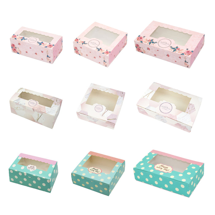 50 Pcs Dessert Gift Boxes with Transparent Window for 2 4 or 6 Pieces