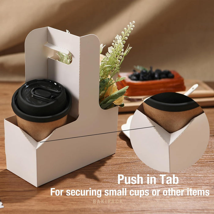 50 Pcs Handheld Double Cup Holder Sturdy Foldable Paperboard