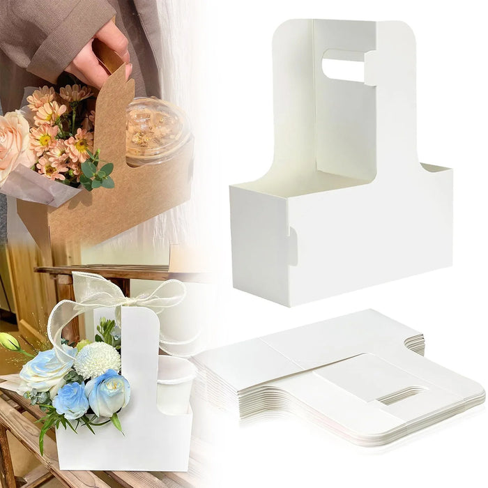 50 Pcs Handheld Double Cup Holder Sturdy Foldable Paperboard