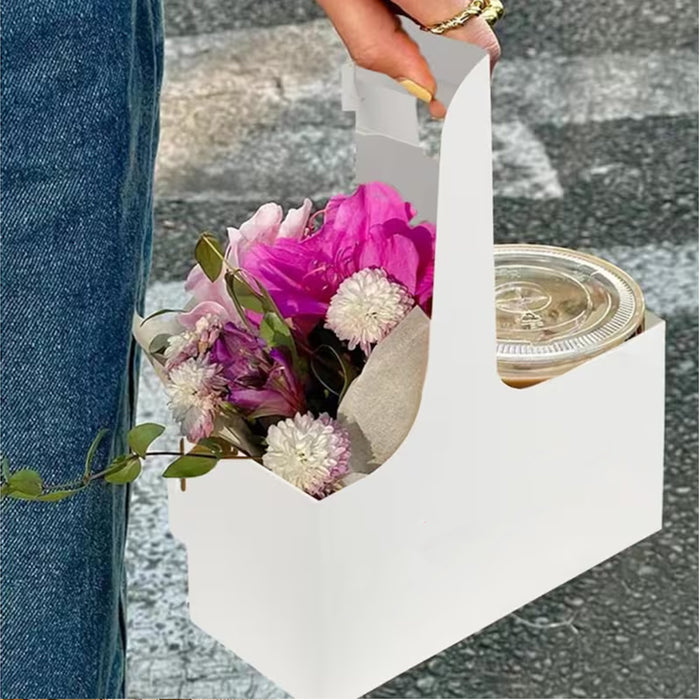 50 Pcs Handheld Double Cup Holder Sturdy Foldable Paperboard