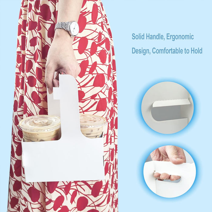 50 Pcs Handheld Double Cup Holder Sturdy Foldable Paperboard