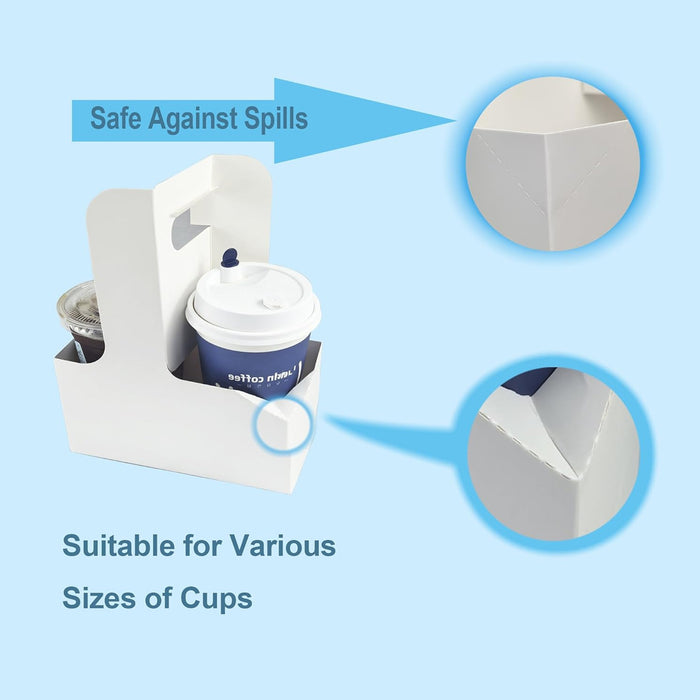 50 Pcs Handheld Double Cup Holder Sturdy Foldable Paperboard