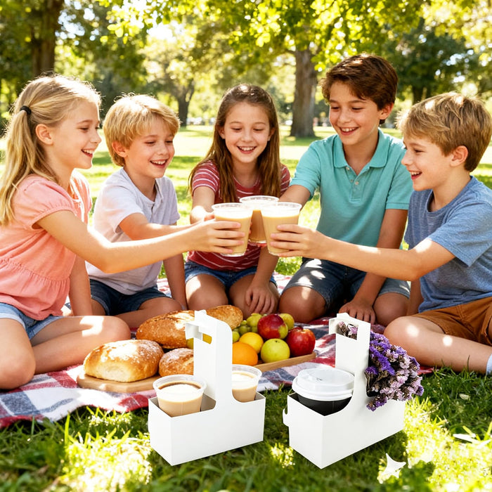 50 Pcs Handheld Double Cup Holder Sturdy Foldable Paperboard